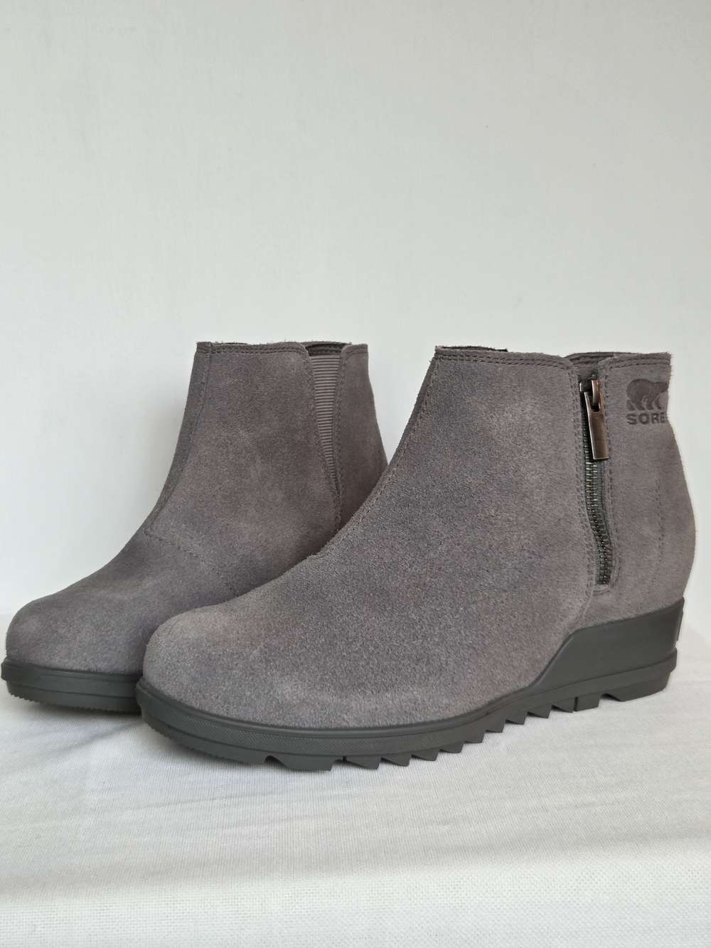 SOREL Evie Zip Bootie Quarry Sea Salt Gray Ankle Women's Size-8